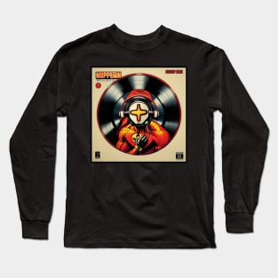 Unleash the Power: Superhero Soundscape Vinyl Record Artwork VI Long Sleeve T-Shirt